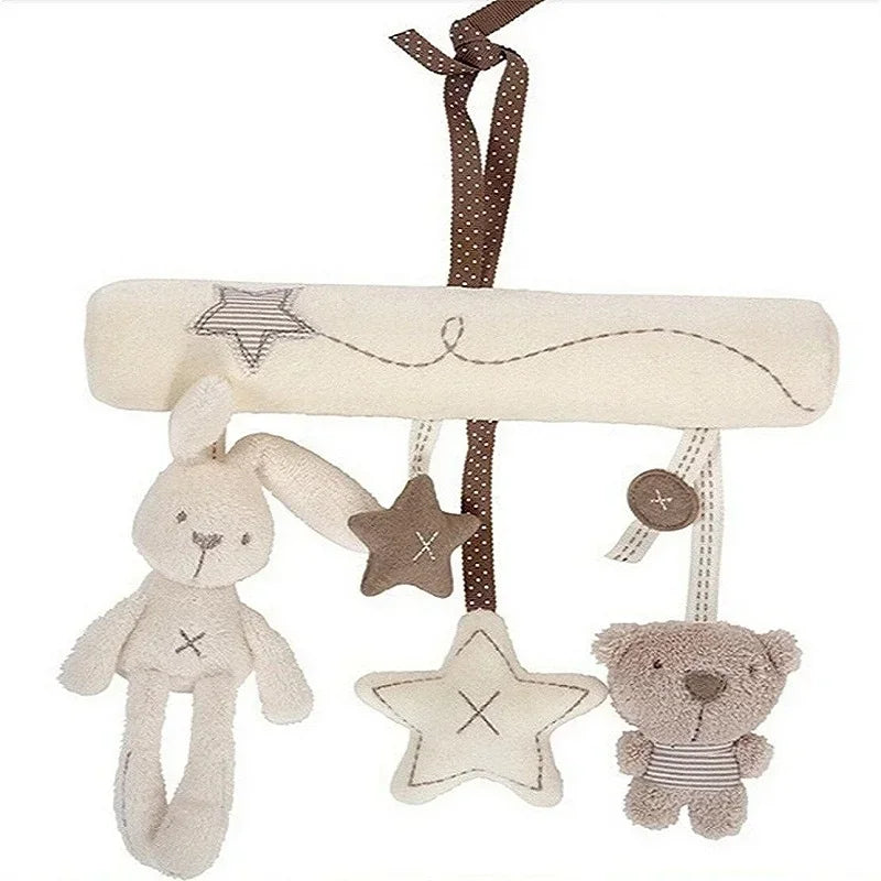 Hanging Rabbit Plush Toy, Soft Animal Rattles for Baby Crib, Travel Stroller Bell Plush Doll for Newborn, Car Safety