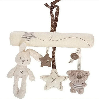 Hanging Rabbit Plush Toy, Soft Animal Rattles for Baby Crib, Travel Stroller Bell Plush Doll for Newborn, Car Safety
