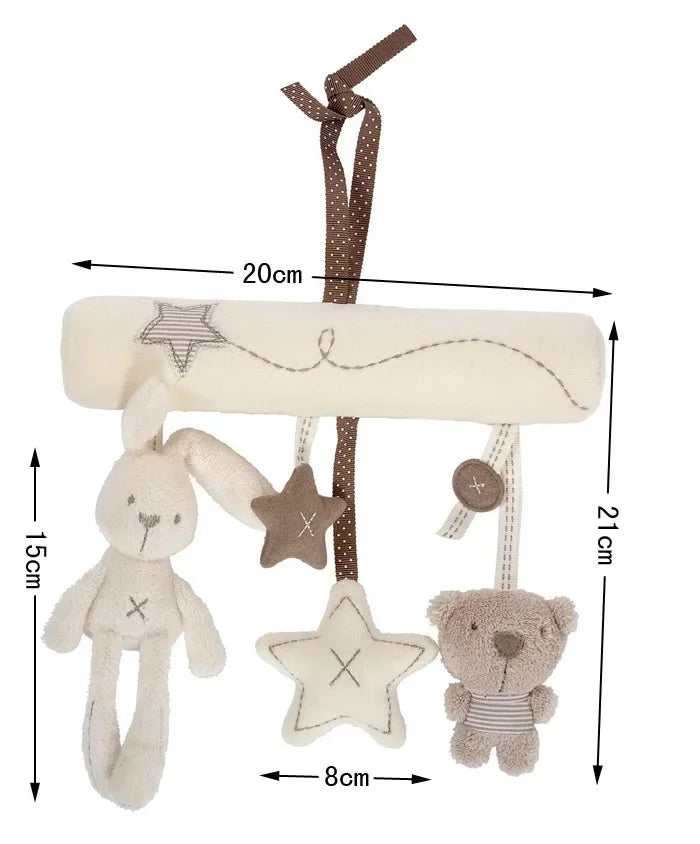 Hanging Rabbit Plush Toy, Soft Animal Rattles for Baby Crib, Travel Stroller Bell Plush Doll for Newborn, Car Safety
