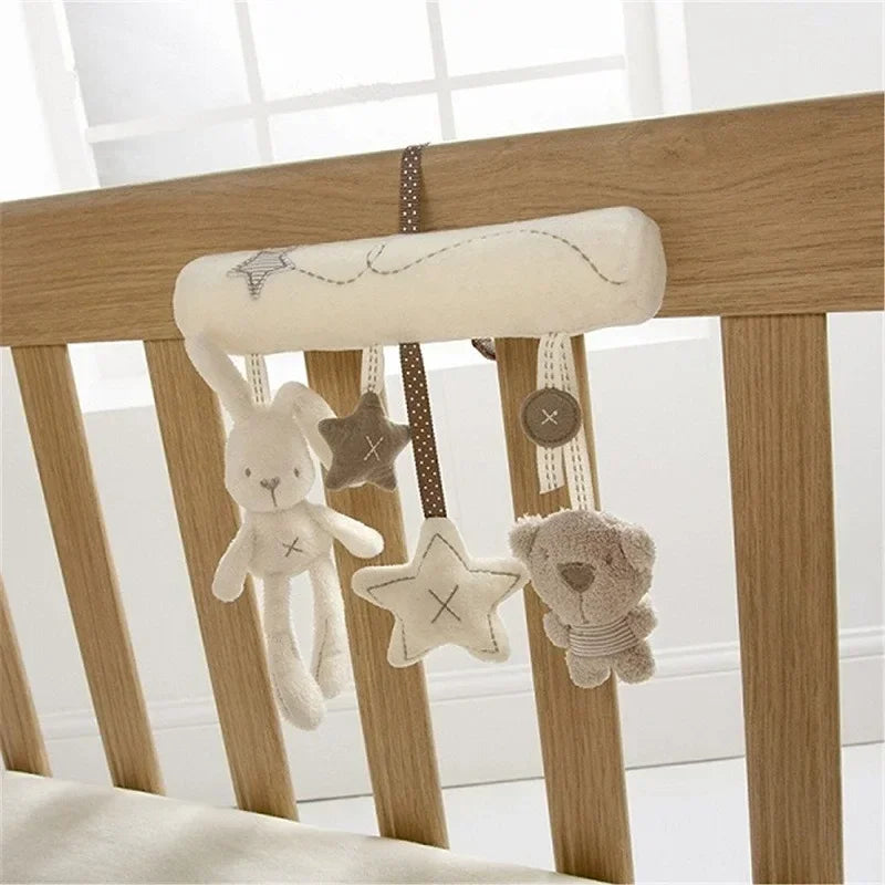Hanging Rabbit Plush Toy, Soft Animal Rattles for Baby Crib, Travel Stroller Bell Plush Doll for Newborn, Car Safety