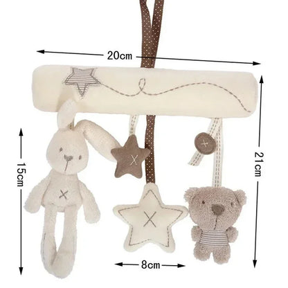 Hanging Rabbit Plush Toy, Soft Animal Rattles for Baby Crib, Travel Stroller Bell Plush Doll for Newborn, Car Safety