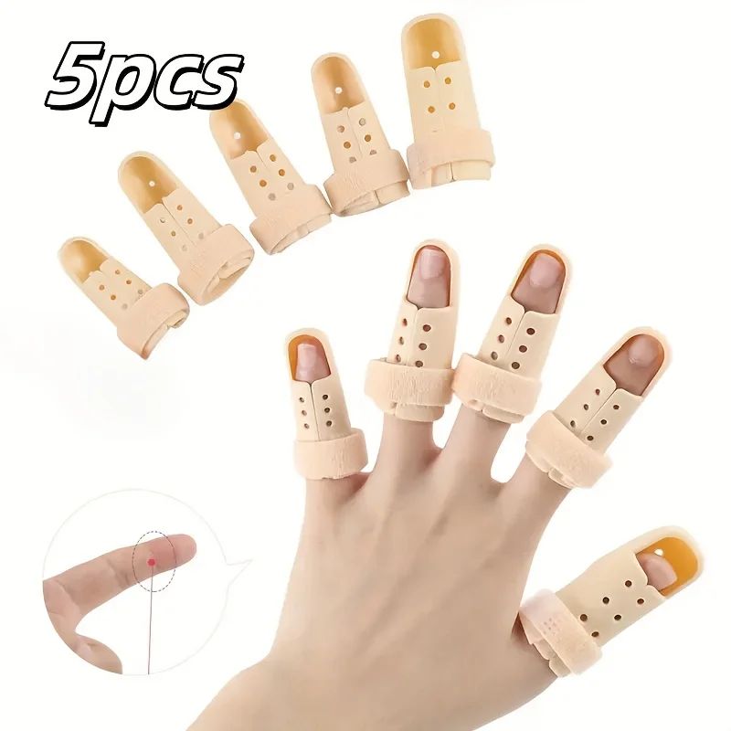 5-Piece Adjustable Finger Splint Set - Breathable Injury Support & Sports Protection for Men and Women
