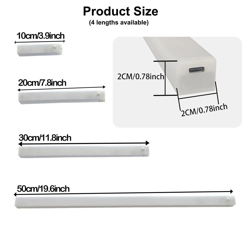 USB Rechargeable Wireless LED Bar Light With Motion Sensor Magnetic Cabinet Night Lamp 7