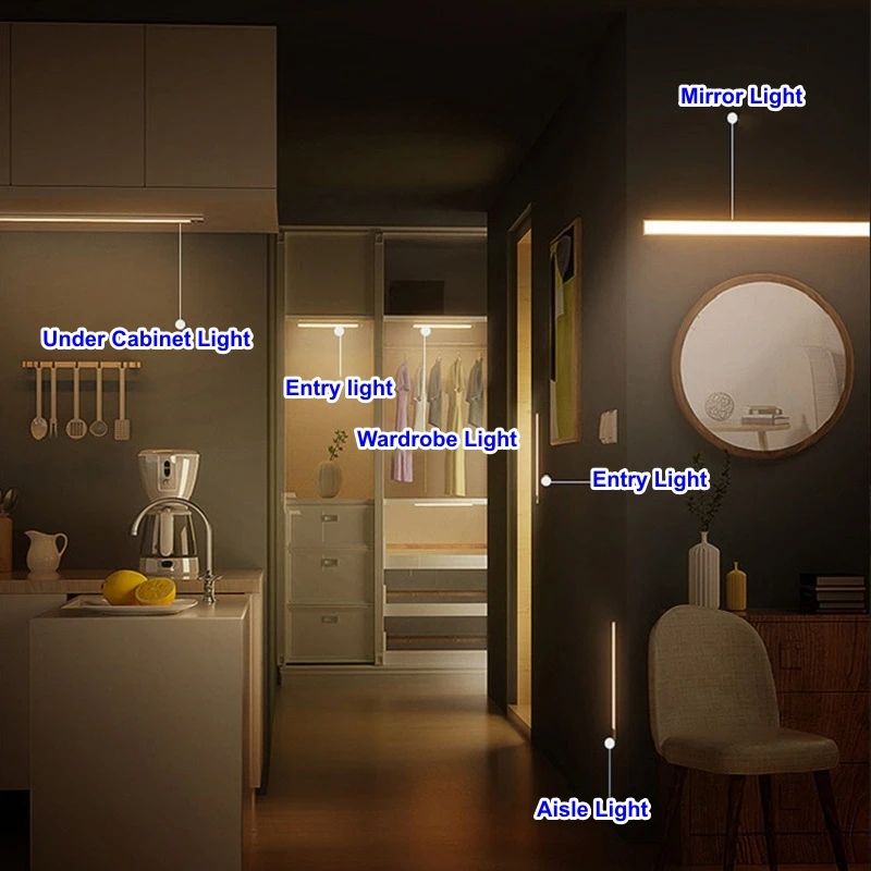 USB Rechargeable Wireless LED Bar Light With Motion Sensor Magnetic Cabinet Night Lamp 11