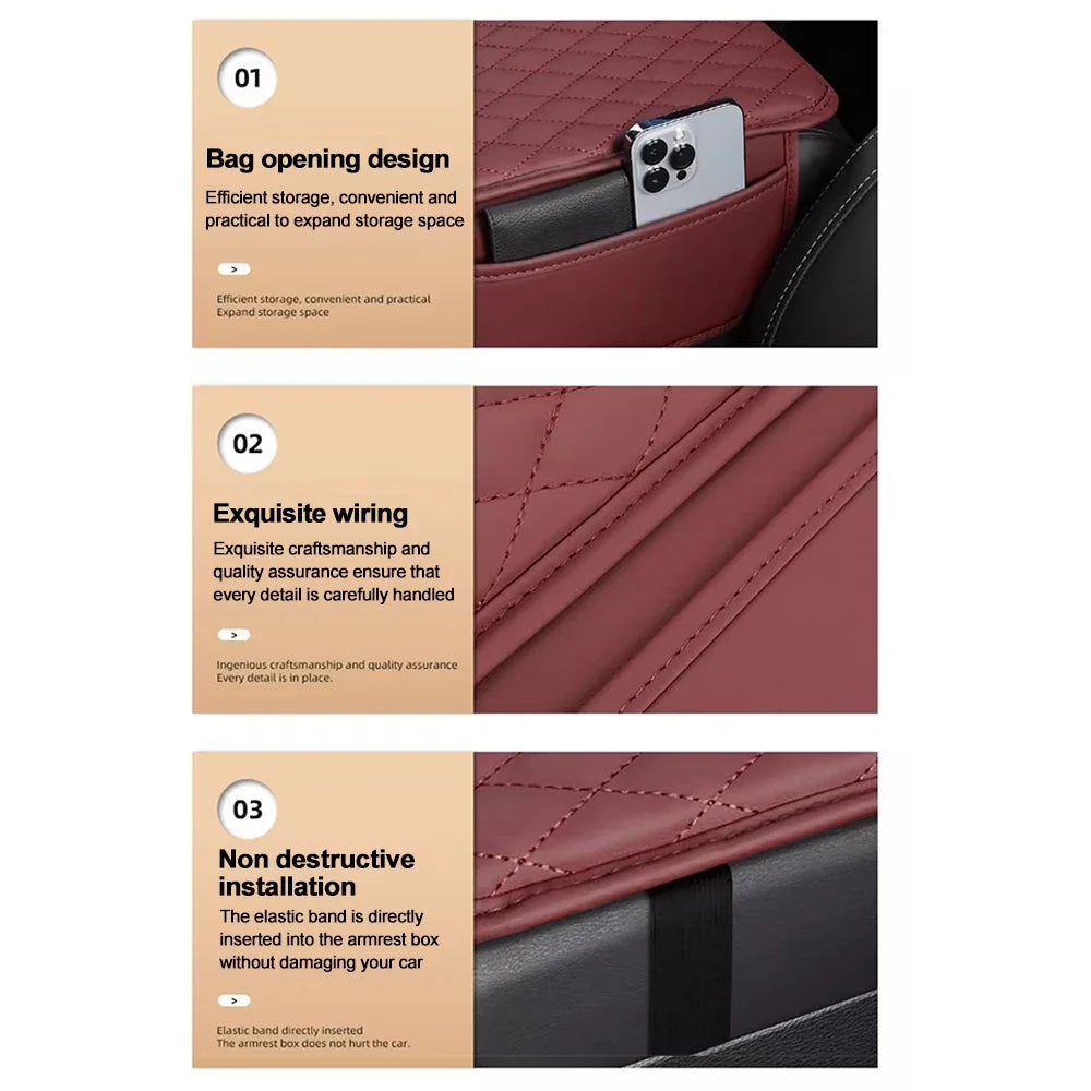 Increase The Height Of Car Armrest Box With Padding Universal Storage Bags 2