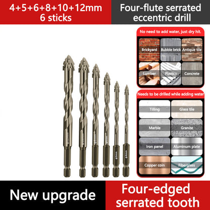 High-Strength Serrated Eccentric Drill Bit Kit for Ceramic, Glass, Marble and Metal – Upgraded Version