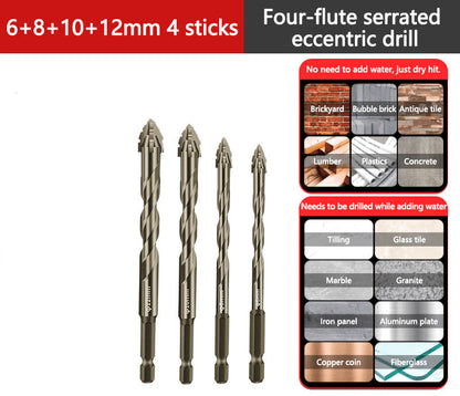High-Strength Serrated Eccentric Drill Bit Kit for Ceramic, Glass, Marble and Metal – Upgraded Version