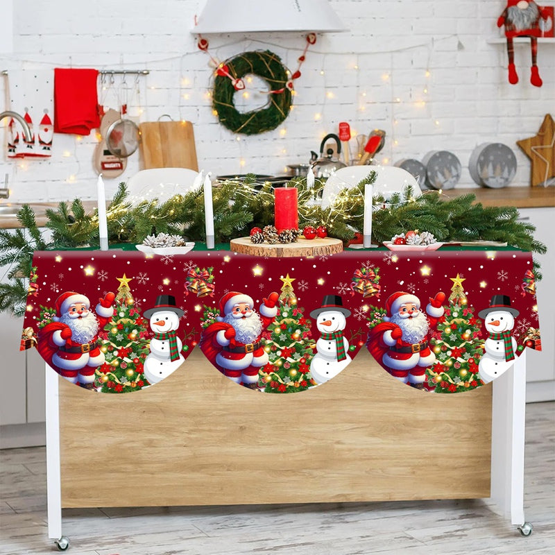 Christmas Fireplace Mantel Scarf Santa, Snowman Tablecloth Christmas, Decorations for Home, Xmas Navidad Gifts New Year