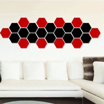12 Pack Hexagon Acrylic Mirror Wall Stickers DIY Removable Home Decor Art Decals 6
