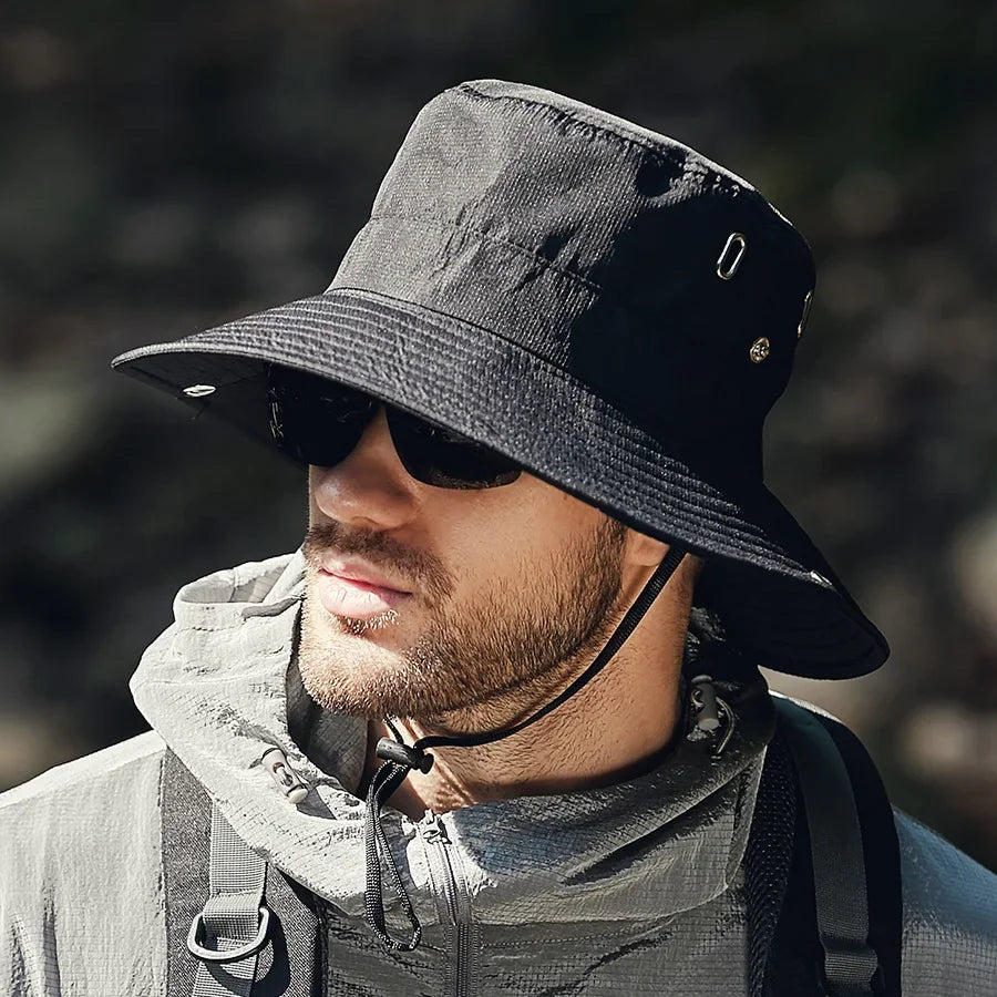 Waterproof Safari Bucket Hat with UV Protection, New Men's Wide Brim Sun Hat for Outdoor Adventures