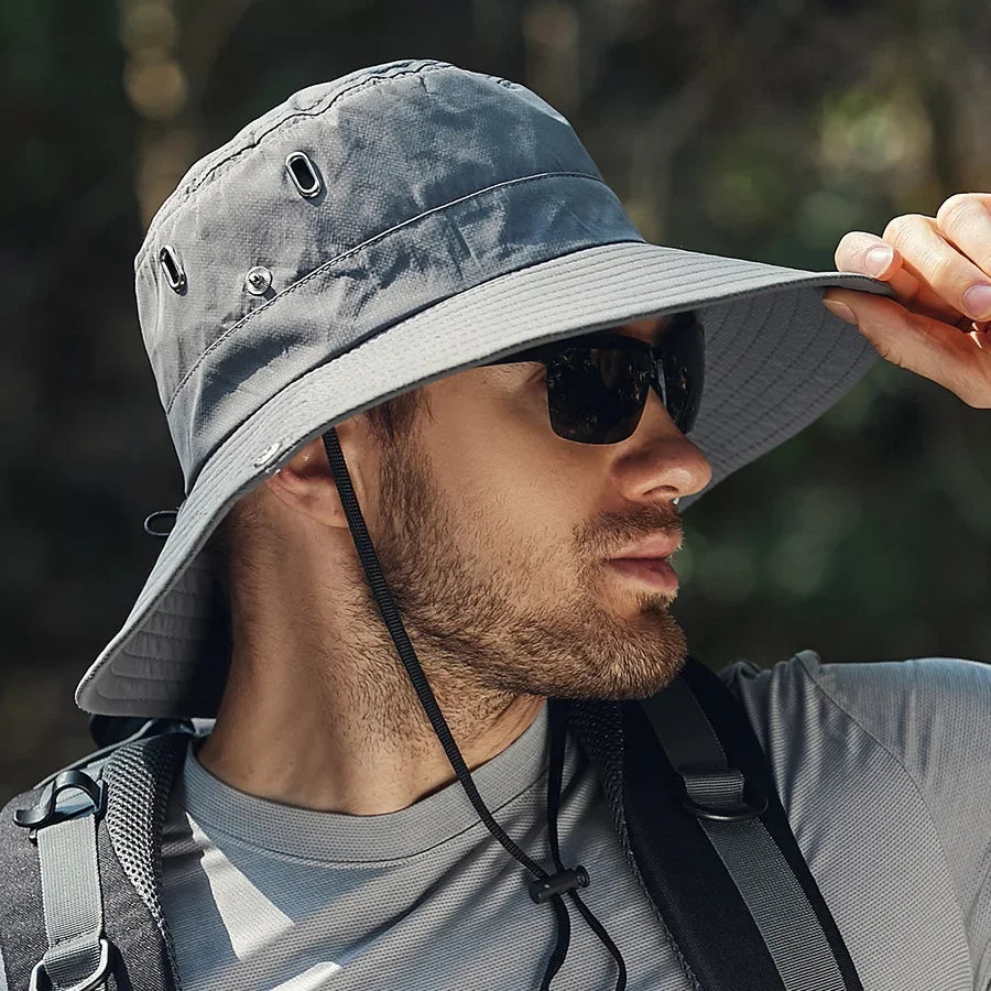 Waterproof Safari Bucket Hat with UV Protection, New Men's Wide Brim Sun Hat for Outdoor Adventures
