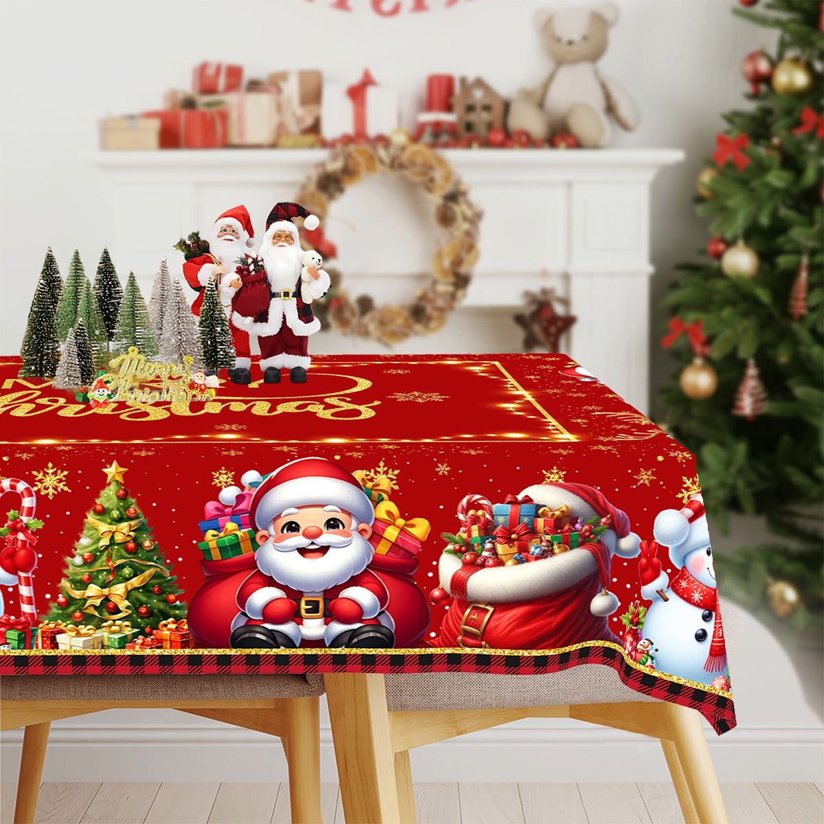 Christmas Tablecloth Navidad Natal Christmas Party Decoration Santa Claus Table Cover New Year Gift 2