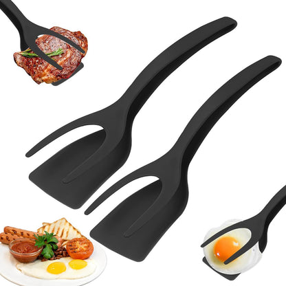 Tongs Egg Flipper Spatula, New Grip Nylon Non Stick Pancake Fish Toast Tool