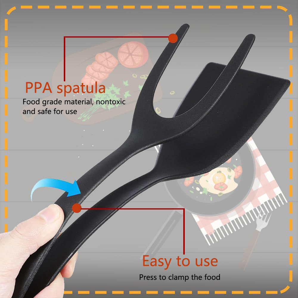 Tongs Egg Flipper Spatula, New Grip Nylon Non Stick Pancake Fish Toast Tool