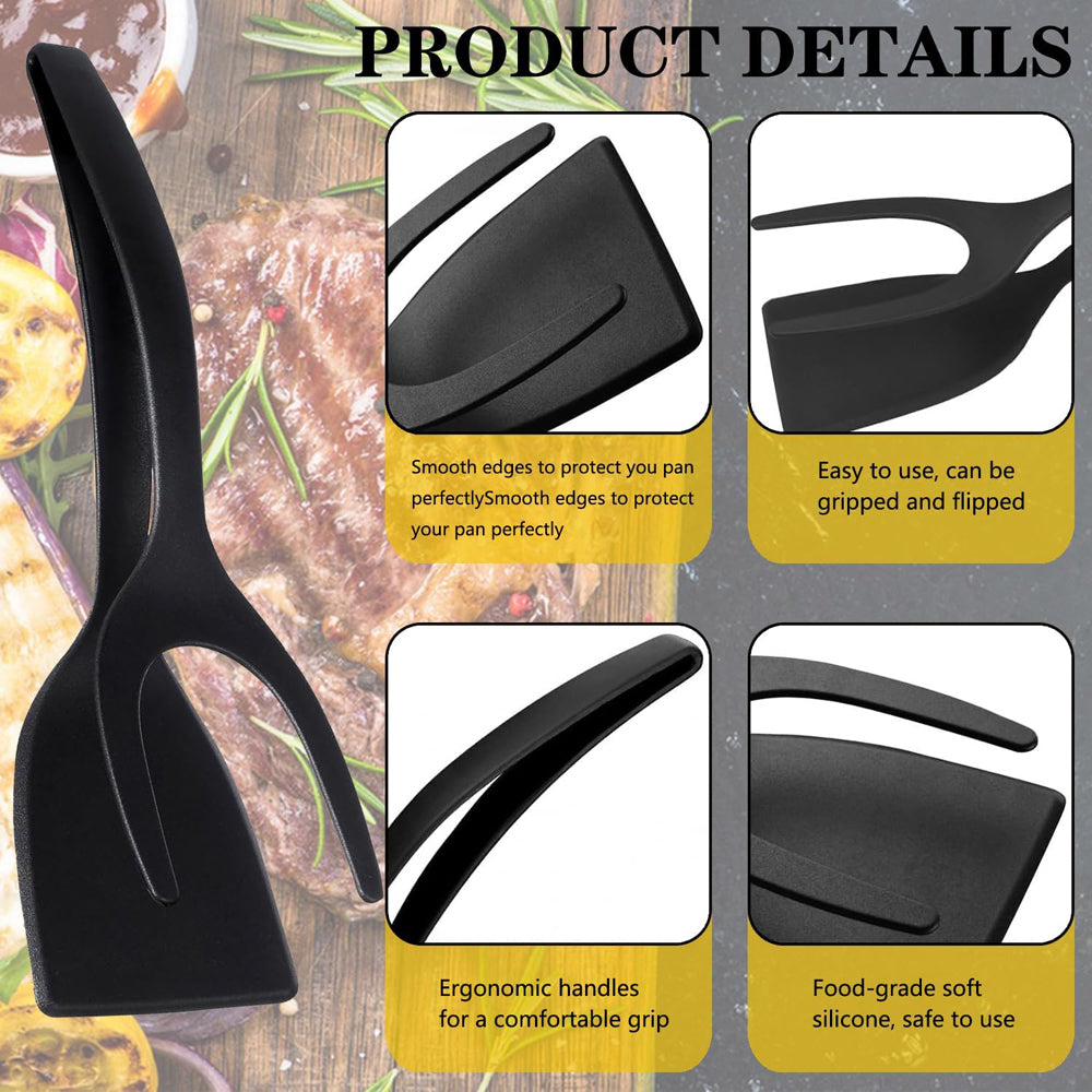 Tongs Egg Flipper Spatula, New Grip Nylon Non Stick Pancake Fish Toast Tool