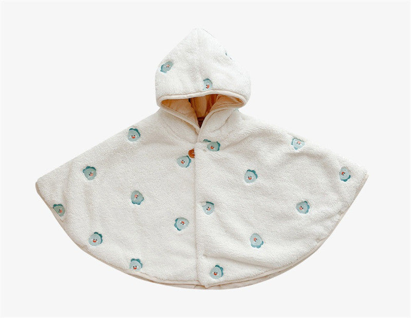 Baby Girl Winter Cloak Embroidered Newborn Coat Coral Velvet Hooded Blanket 4