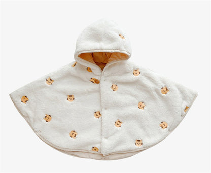 Baby Girl Winter Cloak Embroidered Newborn Coat Coral Velvet Hooded Blanket 5