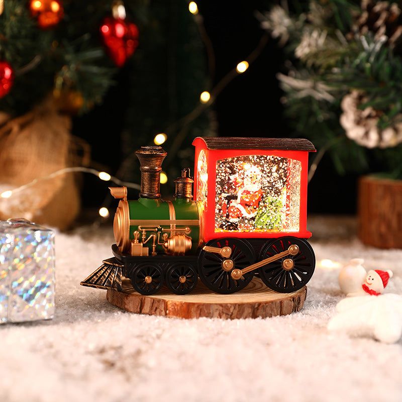 Luminous Christmas Gift Train Crystal Ball Box Ornament For Christmas Eve 6