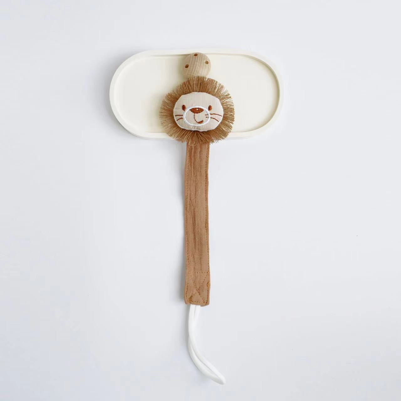 Baby Accessories, New Wooden Pacifier Clip Chain for Newborn, Cute Cartoon Animal Nipple Holder
