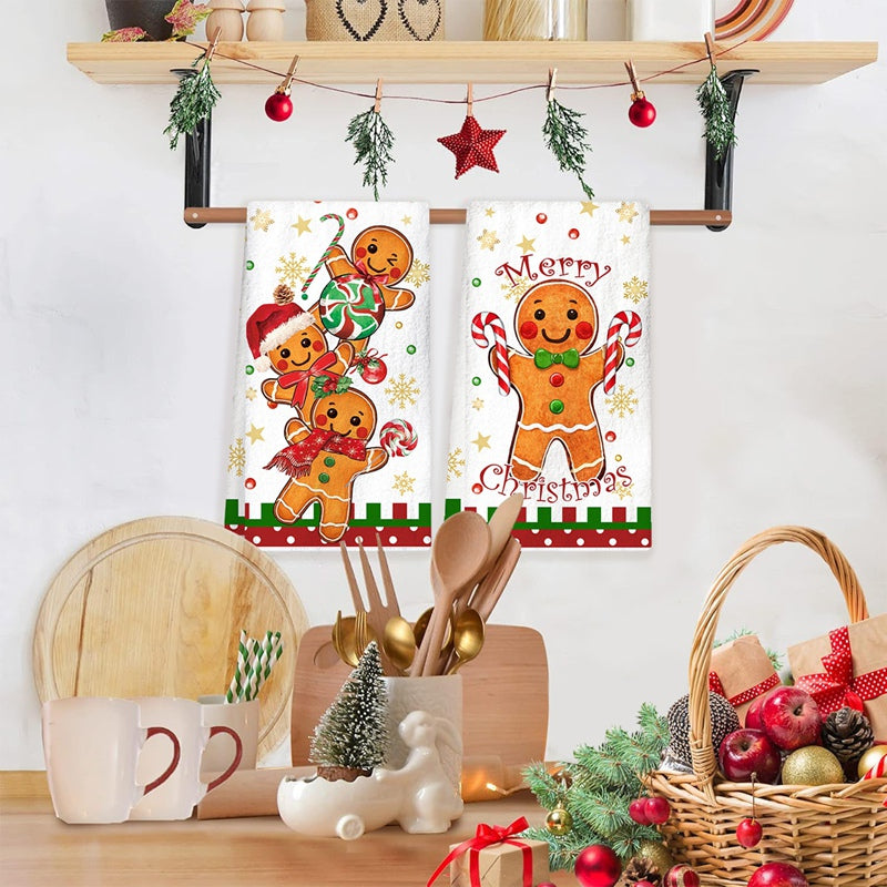 Christmas Kitchen Towels, Merry Christmas Party Decor, Gingerbread Man Dish Towel Navidad, Natal New Year Gift