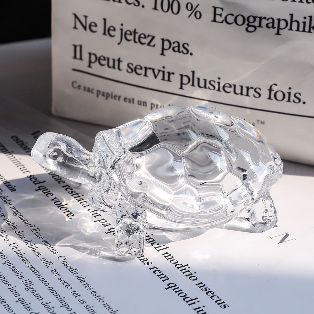Lucky Crystal Turtle Ornament, Mini Turtle Statue, Home Office Desk Decoration, Home Decor