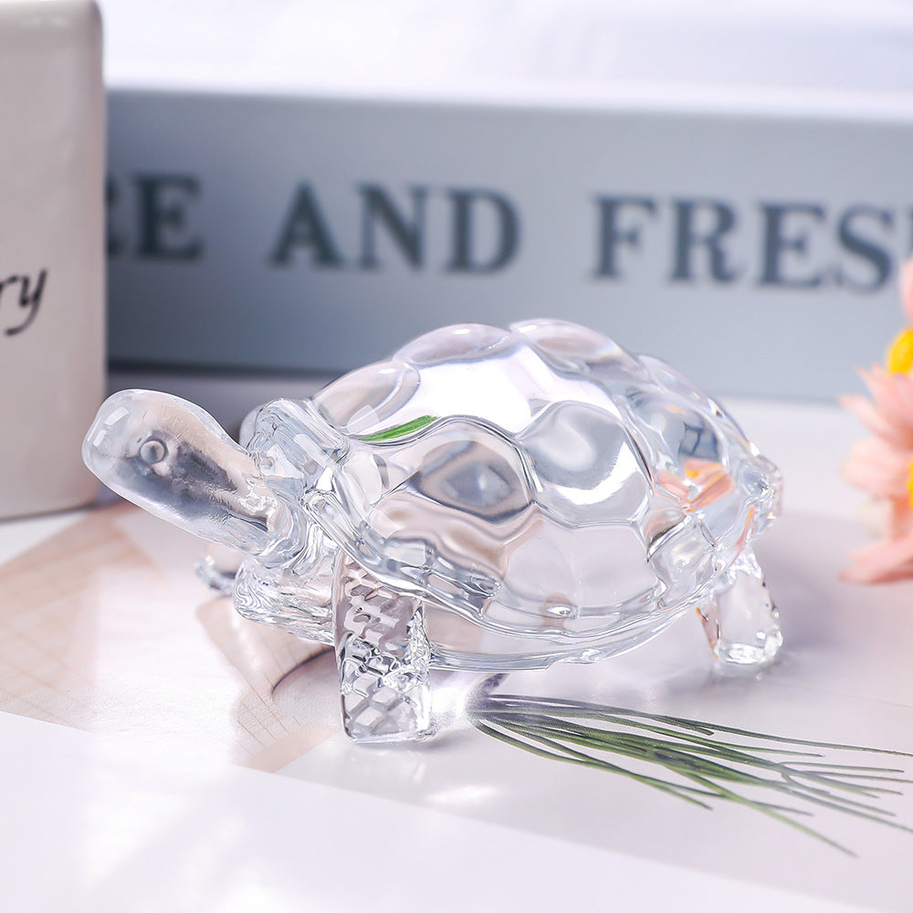 Lucky Crystal Turtle Ornament, Mini Turtle Statue, Home Office Desk Decoration, Home Decor