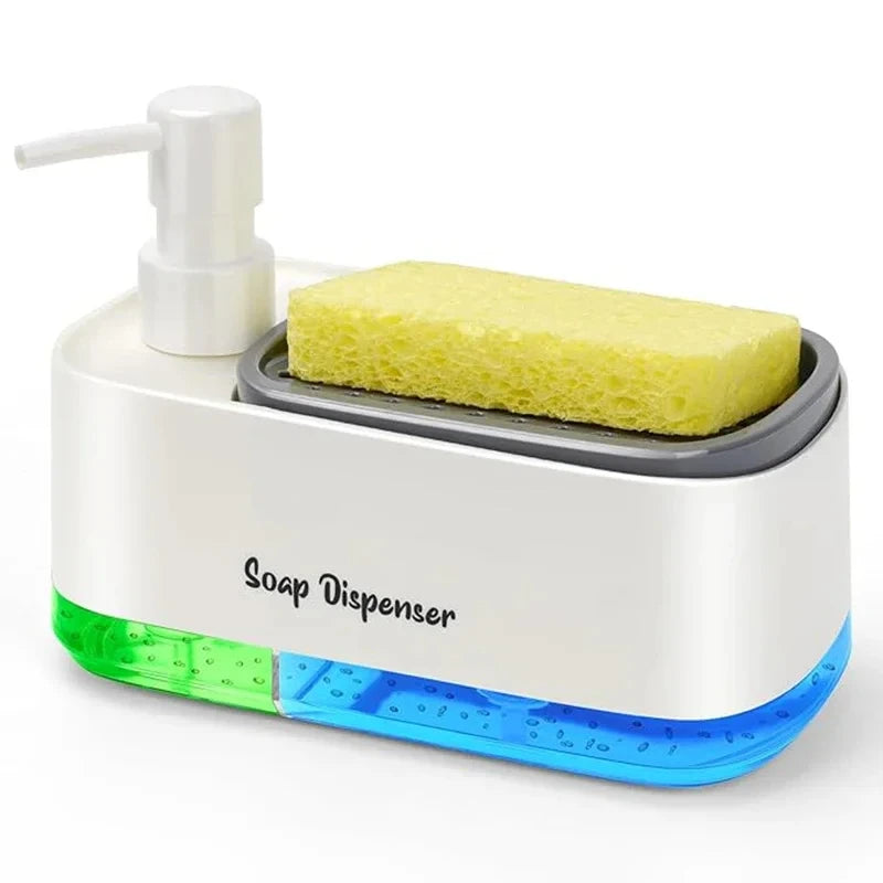 Hand And Dish Soap Dispenser Set Detergent Dispenser Countertop Soap Pump Sponge Holder For Kitchen 7