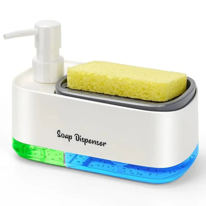 Hand And Dish Soap Dispenser Set Detergent Dispenser Countertop Soap Pump Sponge Holder For Kitchen 7