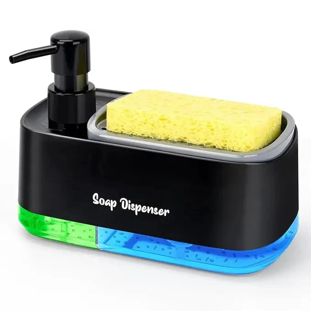 Hand And Dish Soap Dispenser Set Detergent Dispenser Countertop Soap Pump Sponge Holder For Kitchen 6