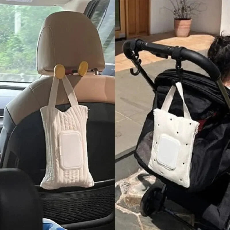 Cute Baby Car Tissue Box Detachable Napkin Storage Box Stroller Hanging Bag 1