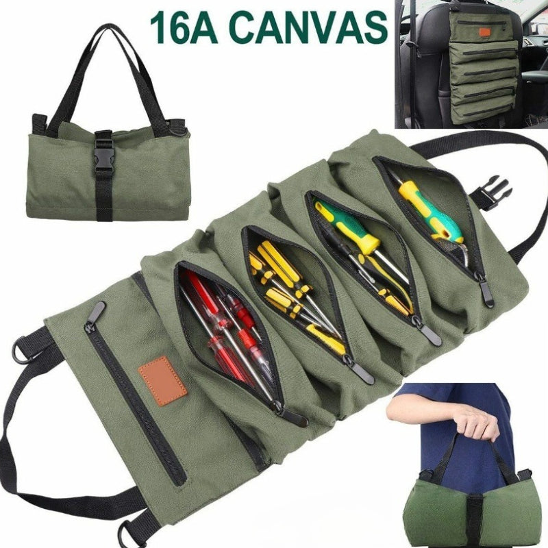 Oxford Fabric Multi-Tool Organizer, Heavy-Duty Roll-Up Tool Bag, All-in-One Garage Storage for Carpenters