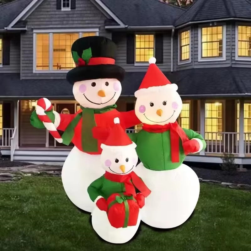 Festival Christmas Inflatable Snowman Family Inflatable Model Toys Decorations With LED Lights Yard 4