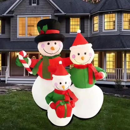 Festival Christmas Inflatable Snowman Family Inflatable Model Toys Decorations With LED Lights Yard 4