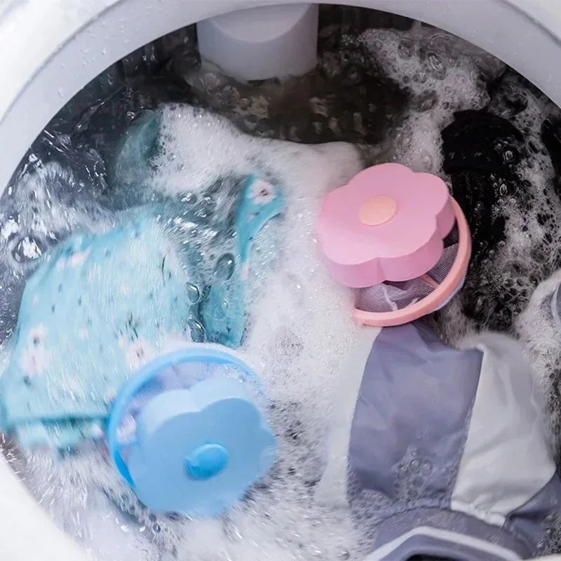 Plum Blossom Laundry Lint Filter Ball Reusable Washing Machine Hair Catcher 4