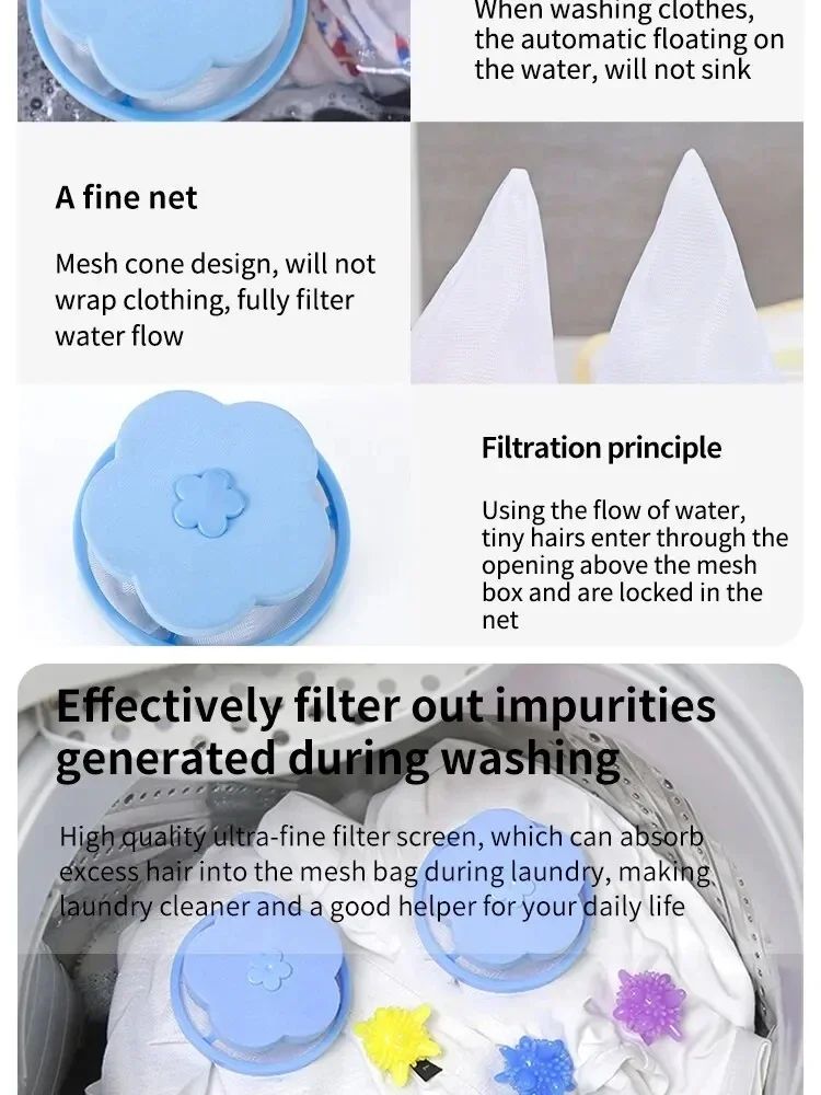 Plum Blossom Laundry Lint Filter Ball Reusable Washing Machine Hair Catcher 10