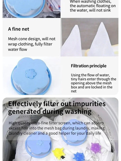 Plum Blossom Laundry Lint Filter Ball Reusable Washing Machine Hair Catcher 10