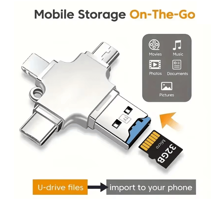 4 In 1 USB C Memory Card Reader