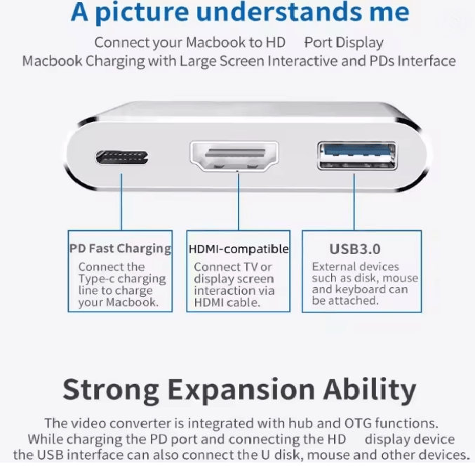 3 In 1 USB C Hub Adapter 3