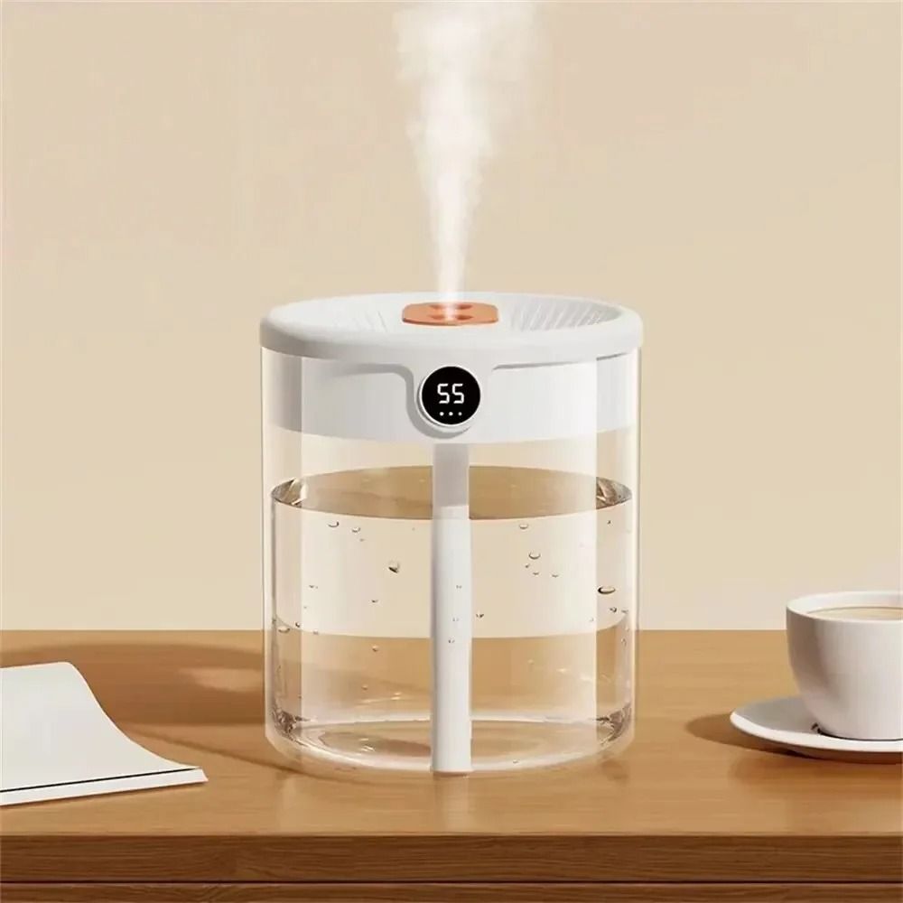 Dual Spray USB Humidifier 2L Large Capacity Quiet Bedroom LED Display Diffuser 6