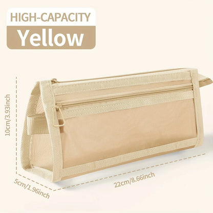 Clear Mesh Pencil Case  DoubleLayer Pencil Pouch  Travel Pen Bag Organizer 7