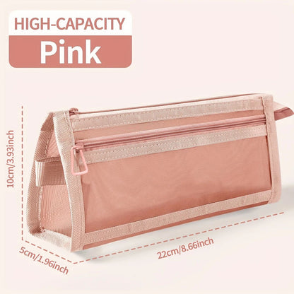 Clear Mesh Pencil Case  DoubleLayer Pencil Pouch  Travel Pen Bag Organizer 8