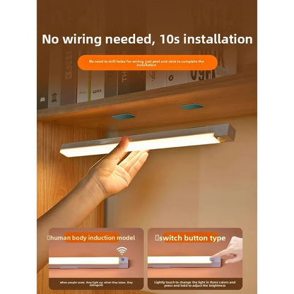 30CM Rechargeable Motion Sensor LED Bar Light Magnetic Cordless Cabinet Lamp 2