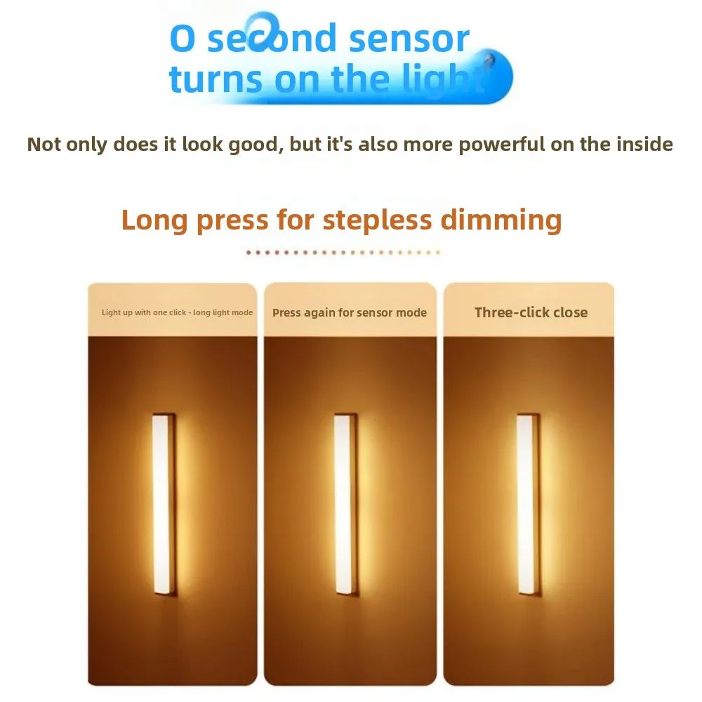 30CM Rechargeable Motion Sensor LED Bar Light Magnetic Cordless Cabinet Lamp 5