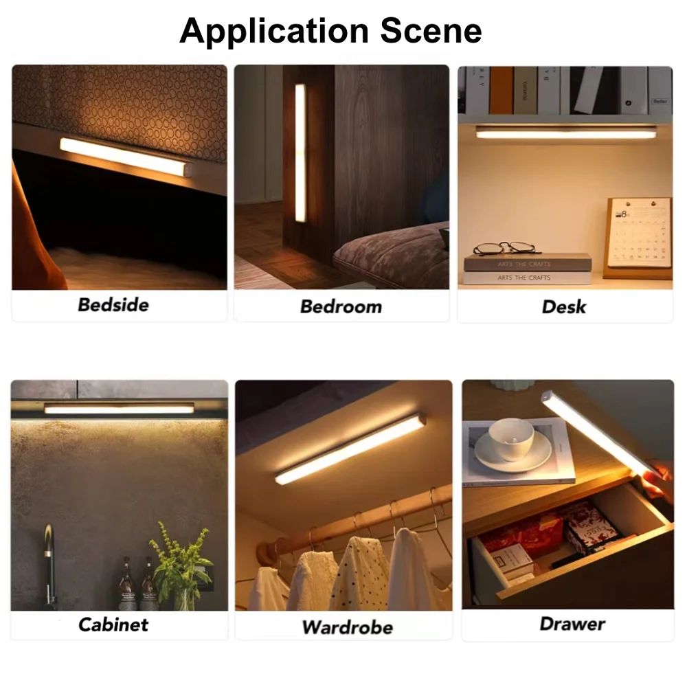 30CM Rechargeable Motion Sensor LED Bar Light Magnetic Cordless Cabinet Lamp 10