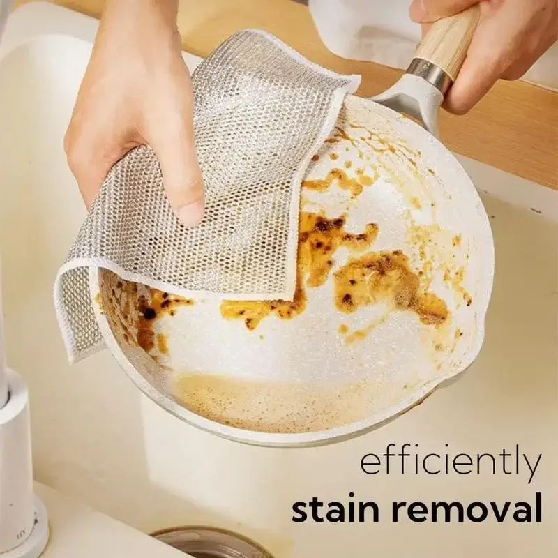 Multipurpose Wire Cleaning Cloths Non-Stick Oil Dishwashing Rags for Kitchen Use