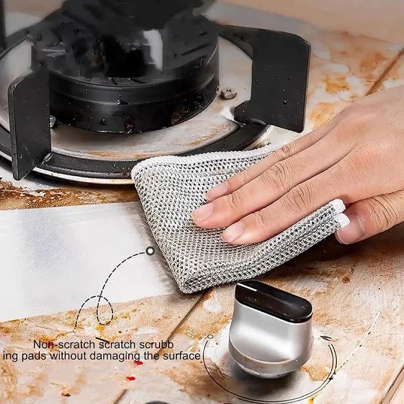 Multipurpose Wire Cleaning Cloths NonStick Oil Dishwashing Rags For Kitchen Use 2