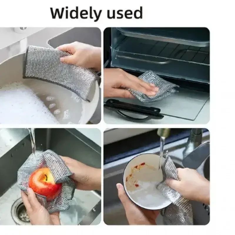 Multipurpose Wire Cleaning Cloths NonStick Oil Dishwashing Rags For Kitchen Use 3