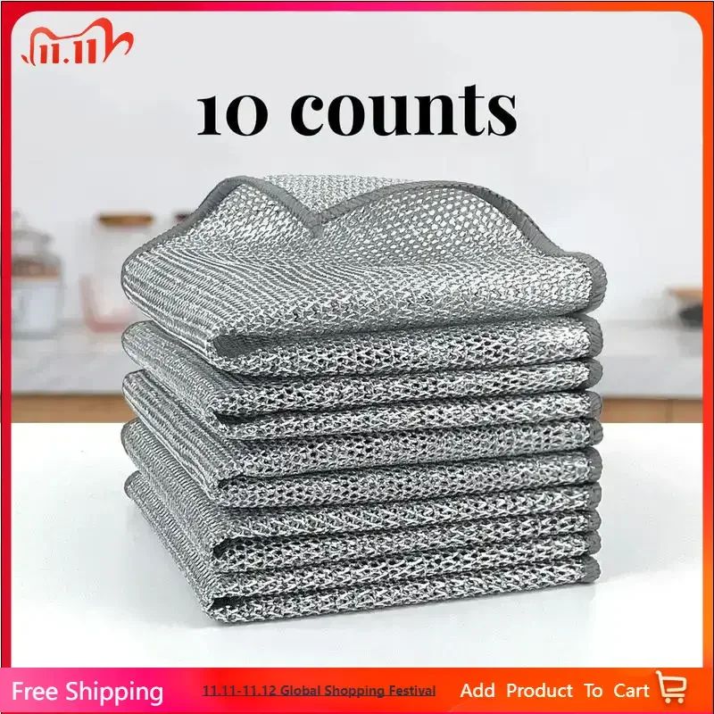 Multipurpose Wire Cleaning Cloths NonStick Oil Dishwashing Rags For Kitchen Use 5