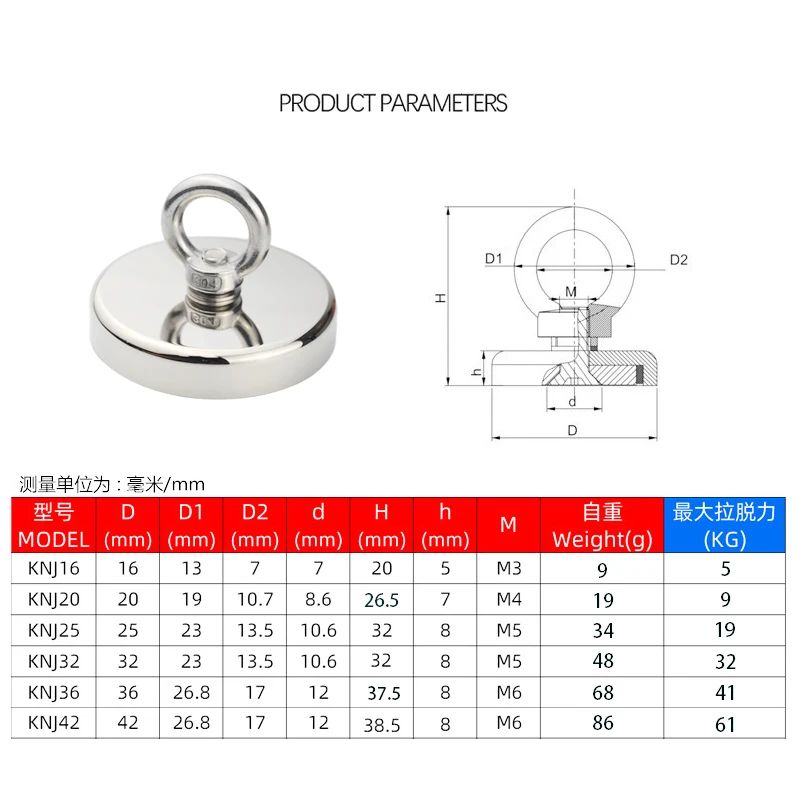 Super Strong Neodymium Fishing Magnet Heavy Duty Salvage Magnet With Eyebolt 4