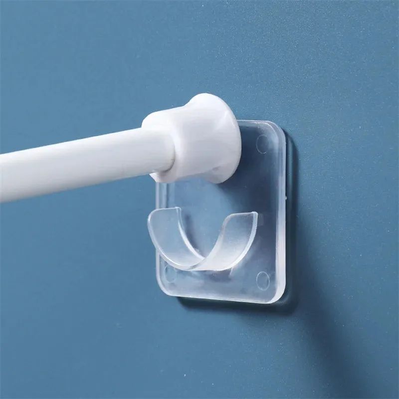 Punch-Free Telescopic Pole Support Bracket Adjustable Nail-Free Rod Holder Wall Hooks (2/6/8Pcs)